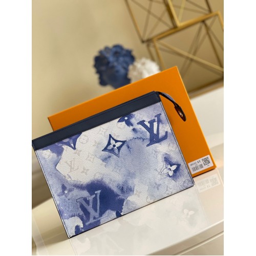 Louis Vuitton Monogram Eclipse POCHETTE VOYAGE MM M80460 Bleu&Blanc