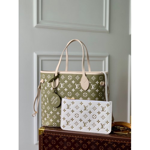 Louis Vuitton Monogram Empreinte NEVERFULL MM M46102 Vert&Gris
