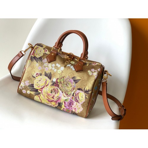 Louis Vuitton Monogram Empreinte Speedy 25 Sac en cuir d'origine MM M21317 Fleur d'or