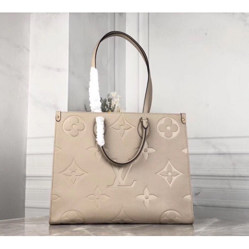Louis Vuitton ONTHEGO Sac en cuir d'origine M44576 Beige