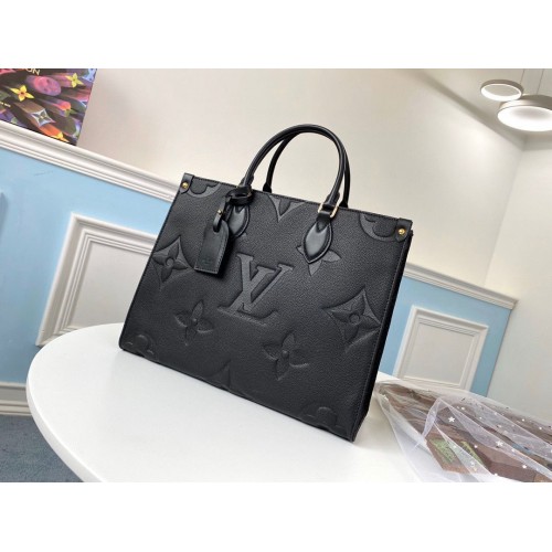 Louis Vuitton ONTHEGO Sac moyen en cuir d'origine M45040 Noir