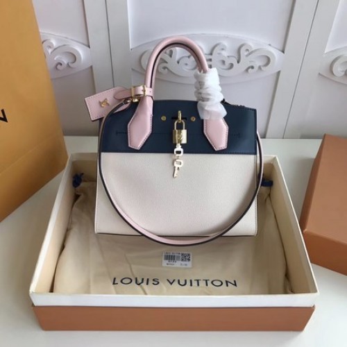 Louis Vuitton Cuir d'origine CITY STEAMER Mini M55062 Noir&Blanc