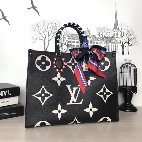 Sac Louis Vuitton Crafty ONTHEGO GM en cuir d'origine M45373 Noir