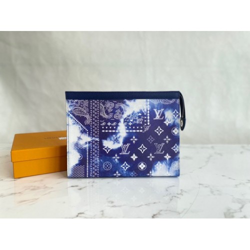 Louis Vuitton Cuir d'origine POCHETTE VOYAGE M81442 Bleu