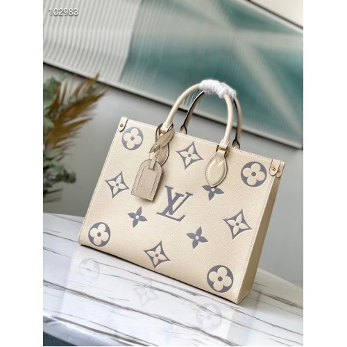 Louis Vuitton Original Onthego sac cabas moyen crème M45495 Logo Gris