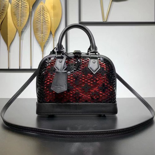 Louis Vuitton Cuir de veau verni Alma MM M20585 Noir&Rouge