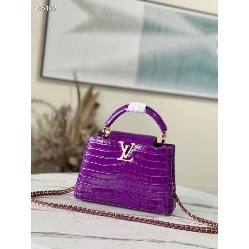 Louis Vuitton cuir de crocodile CAPUCINES BB M48865 violet