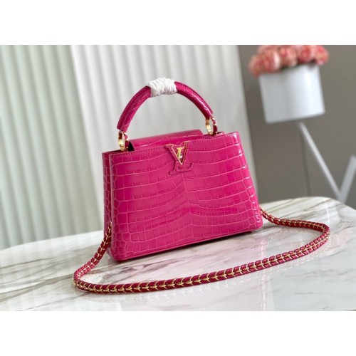 Louis Vuitton cuir de crocodile CAPUCINES BB M48865 rose