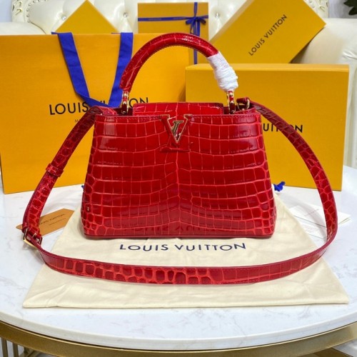 Louis Vuitton cuir de crocodile CAPUCINES BB M81190 rouge