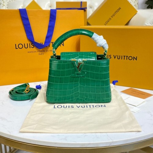 Cuir de crocodile Louis Vuitton CAPUCINES MINI M81190 vert