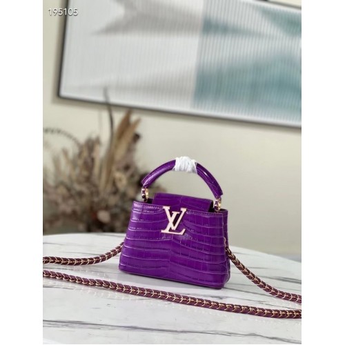 Cuir de crocodile Louis Vuitton CAPUCINES MINI M81190 violet