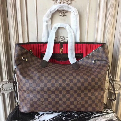 Toile Louis Vuitton originale Damier Ebene Neverfull GM N51106 Rouge
