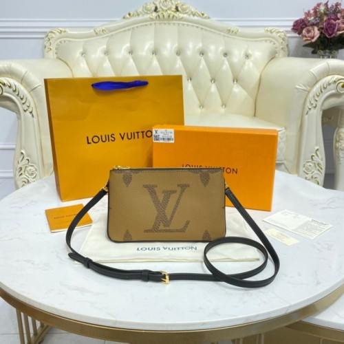 Louis vuitton Toile DOUBLE ZIP POCHETTE M80084 marron