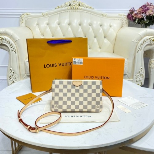 Louis vuitton Damier Azur POCHETTE DOUBLE ZIP M80084