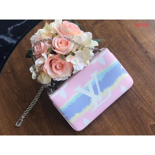 Pochette Louis Vuitton originale ESCALE POCHETTE DOUBLE ZIP M69124 rose