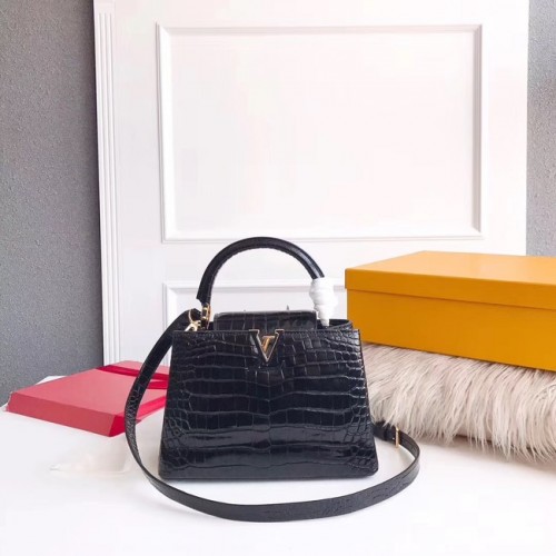 Louis vuitton original crocodile CAPUCINES PM M94587 noir