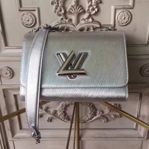Cuir épi original Louis Vuitton TWIST MM M50332 argent