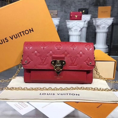 Louis vuitton original mongram empreinte CHAIN WALLET M63399 ROUGE