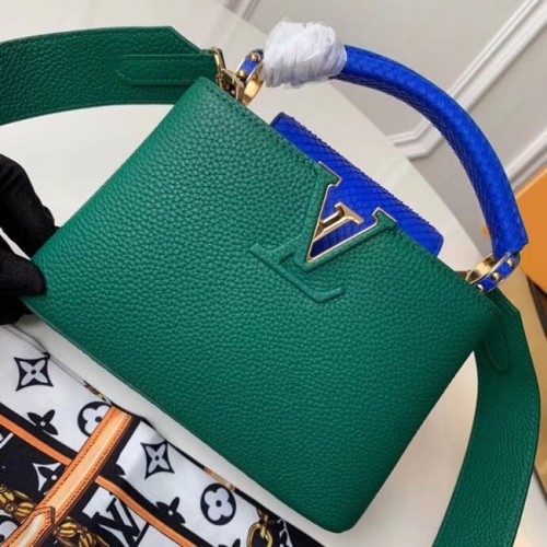 Cuir de taurillon original Louis Vuitton Capucines Mini N95509 vert