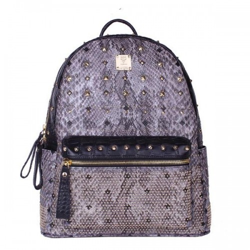 MCM Armour Medium Sac à Dos Cuir Serpent MC2095 Gris