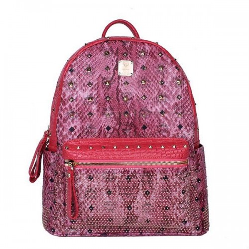 MCM Armour Medium Sac à dos en cuir de serpent MC2095 Rose