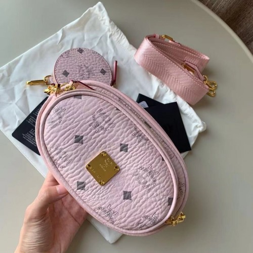 MCM Essential Visetos Sac à bandoulière multifonction en cuir de veau MCM96858 Pochette Rose