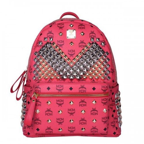 MCM Sac à dos à clous avant Stark Medium MC4237 Rouge