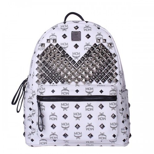MCM Sac à dos à clous avant Stark Medium MC4238 Blanc
