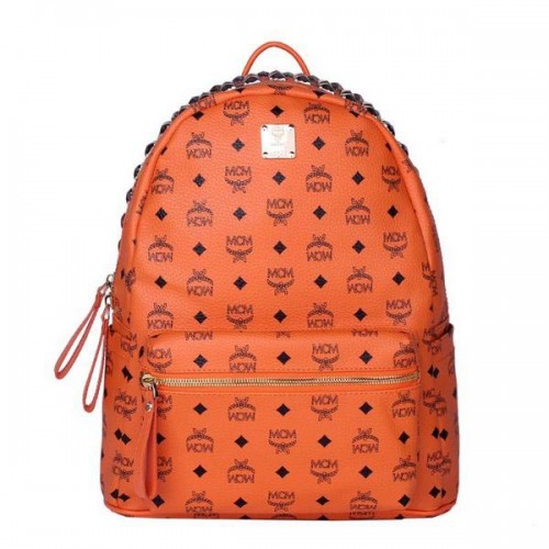 MCM Sac à Dos Moyen à Clous MC4232 Orange