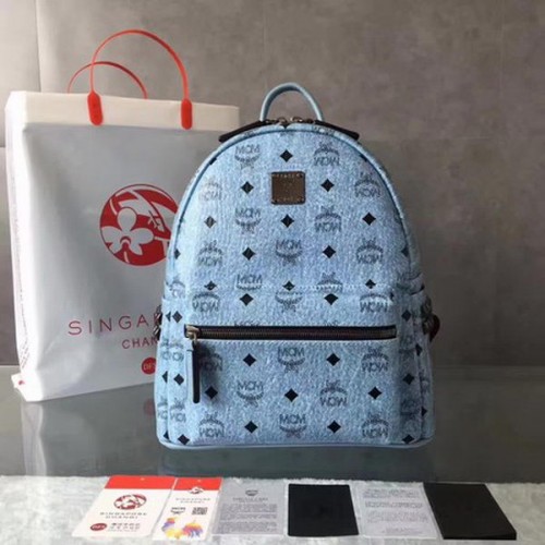 MCM Sac à dos clouté moyen MCM0039 Bleu