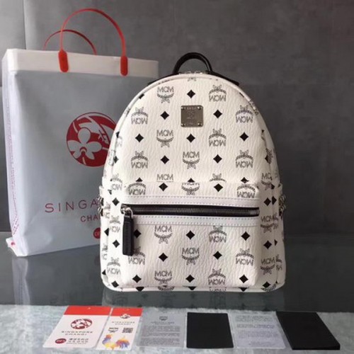 MCM Sac à dos clouté moyen MCM0039 Blanc