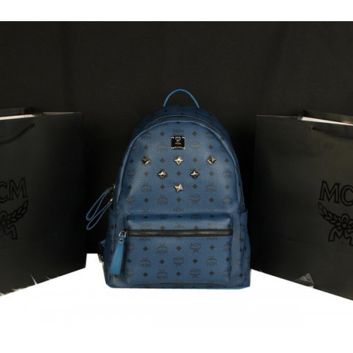 MCM Stark Sac à Dos Jumbo en Cuir de Veau 8006 RoyalBlue