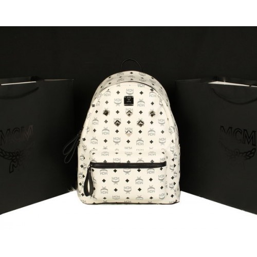 MCM Stark Sac à Dos Jumbo en Cuir de Veau 8006 Blanc