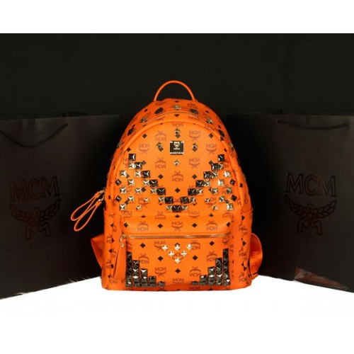 MCM Stark Sac à Dos Jumbo en Cuir de Veau 8100 Orange