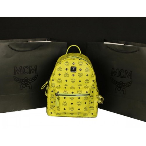 MCM Stark Sac à Dos Large en Cuir de Veau 8004 Citron
