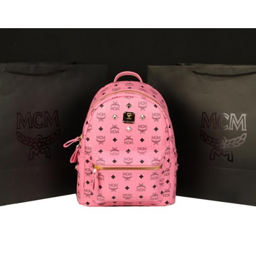 MCM Stark Sac à Dos Large en Cuir de Veau 8004 Rose