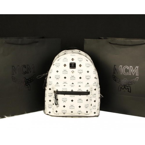 MCM Stark Sac à Dos Large en Cuir de Veau 8004 Blanc