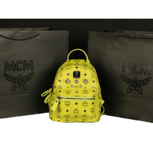 MCM Stark Sac à Dos Moyen en Cuir de Veau 8003 Citron