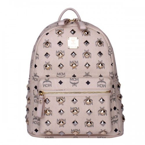 MCM Stark Petit Sac à Dos Clouté MC2089S Blanc Cassé