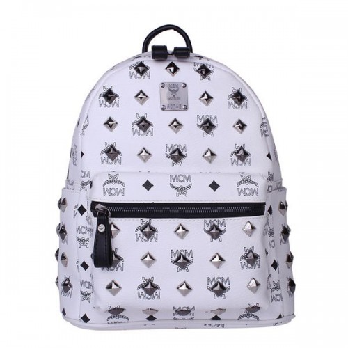 MCM Stark Petit Sac à Dos Clouté MC2089S Blanc