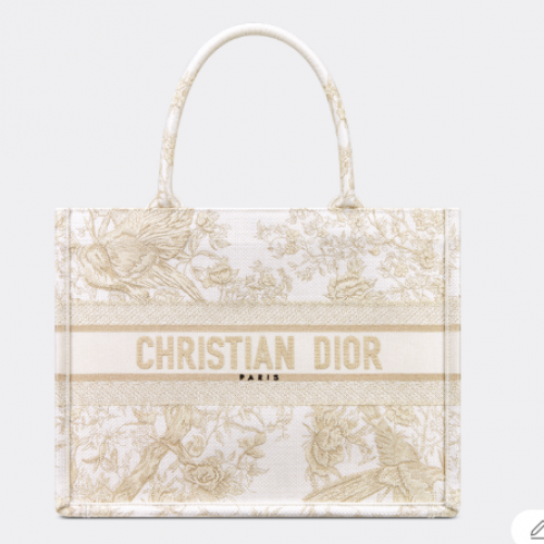 MOYEN DIOR BOOK TOTE Broderie Dior Jardin d'Hiver au fil métallisé doré M1296Z
