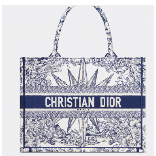 MEDIUM DIOR BOOK TOTE Blanc et Bleu Reve d Infini Broderie M1296ZR