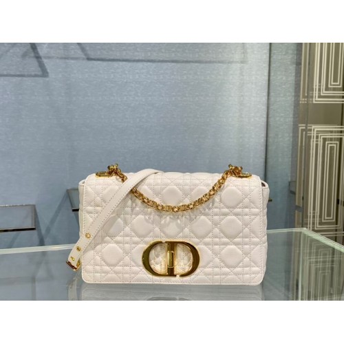 SAC DIOR CARO MEDIUM Cuir de veau souple Cannage M9242 blanc