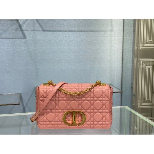 SAC DIOR CARO MEDIUM Cuir de veau souple Cannage M9242 rose