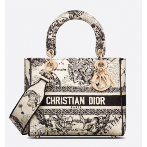 MEDIUM DIOR Latte Toile de Jouy Zodiaque Broderie M0565OR