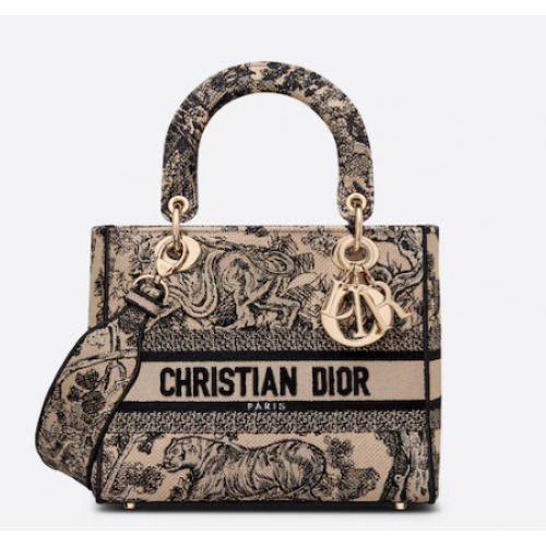 SAC FEMME MOYEN D-LITE Broderie Toile de Jouy Marron M0565OTDT