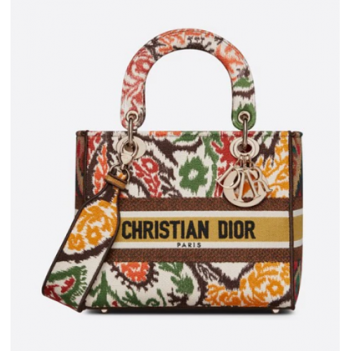 MEDIUM LADY D-LITE BAG M0565O Jaune Multicolore Broderie Dior Paisley