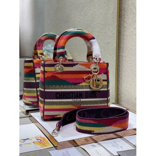 SAC FEMME MOYEN D-LITE Broderie D-Stripes Multicolore M0565O
