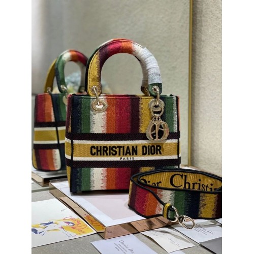 SAC FEMME MOYEN D-LITE Broderie D-Stripes Multicolore M0565ORFQ