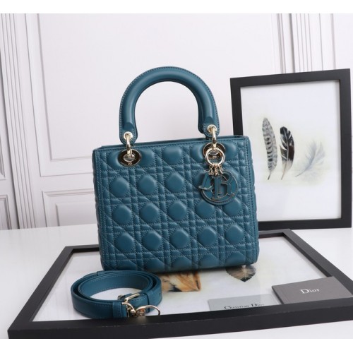 SAC FEMME DIOR MOYEN Cannage Agneau M0565E bleu